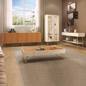 Conjunto 1 Cristaleira 1 Buffet 1 Mesa Centro E 1 Aparador Texas/virginia/rennes Off White/cinamomo