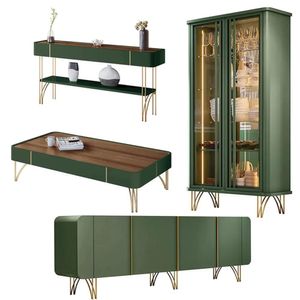 Conjunto 1 Cristaleira 1 Buffet 1 Aparador E 1 Mesa De Centro Texas/virginia/rennes Verde/castanho