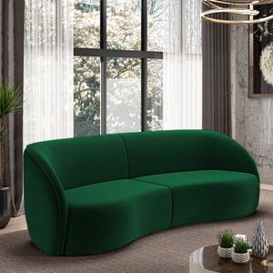 Sofá Decorativo Sala De Estar Bipartido 288cm Clarke Veludo Verde G45 - Gran Belo