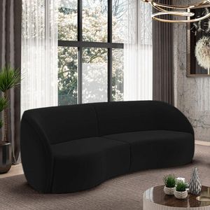 Sofá Decorativo Sala De Estar Bipartido 240cm Clarke Veludo Preto G45 - Gran Belo
