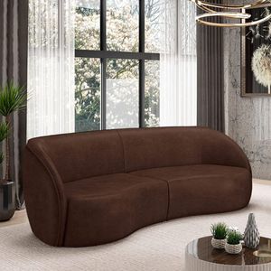 Sofá Decorativo Sala De Estar Bipartido 240cm Clarke Pu Marrom Manchado G45 - Gran Belo