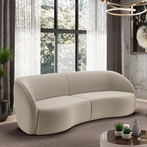 Sofá Decorativo Sala De Estar Bipartido 240cm Clarke Veludo Bege G45 - Gran Belo