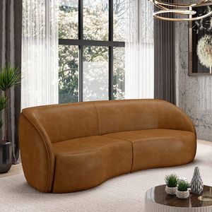 Sofá Decorativo Sala De Estar Bipartido 240cm Clarke Pu Caramelo Manchado G45 - Gran Belo