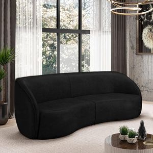 Sofá Decorativo Sala De Estar Bipartido 288cm Clarke Pu Preto Manchado G45 - Gran Belo