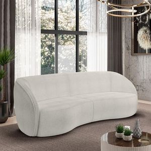 Sofá Decorativo Sala De Estar Bipartido 318cm Clarke Bouclê Offwhite G45 - Gran Belo
