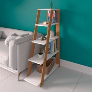 Estante Artany Star Com 5 Prateleiras Freijo Com Branco