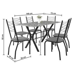 Conjunto De Mesa Retangular Miami Fabone Com 6 Cadeiras Preto