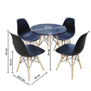 Conjunto De Mesa Redonda Eames Seat&co Com 4 Cadeiras Preto