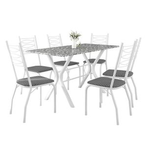 Conjunto De Mesa Retangular Miami Fabone Com 6 Cadeiras Branco