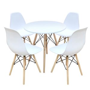 Conjunto De Mesa Redonda Eames Seat&co Com 4 Cadeiras Branco