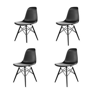 Cj Com 4 Cadeiras De Jantar Seatco Eames Em Polipropileno Preto