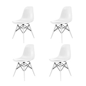 Cj Com 4 Cadeiras De Jantar Seatco Eames Em Polipropileno Branco