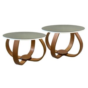 Conjunto Mesa De Centro E Lateral Pés Cebola Espelhada Branco
