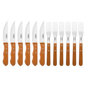 Conjunto Para Churrasco Tramontina Dynamic 12 Peças Inox Com Marrom