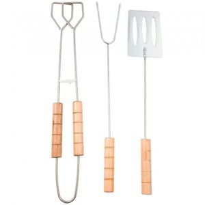 Conjunto Para Churrasco Fracalanza Hanzo Wood Em Aço Inox Inox Com Marrom