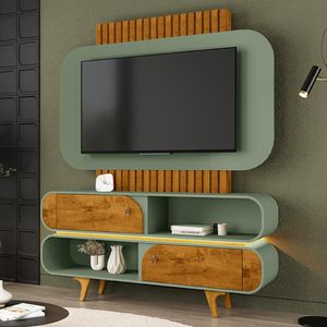 Home Estante Rack Atalaia Para Tv Até 75 Polegadas Naturale/Pistache