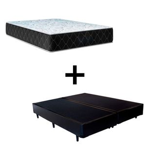 Cama Box King 193 Tecido Sintético Preto Com Colchão Marrocos - Poliéster - Espuma D33 30cm
