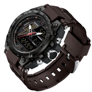 Relógio Masculino Militar Esportivo Digital à Prova D 'água 6137 Marrom Escuro
