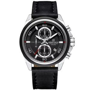 Relógio Masculino Pulseira De Couro Genuíno Com Cronógrafo De Quartzo Esportivo 30m Prata