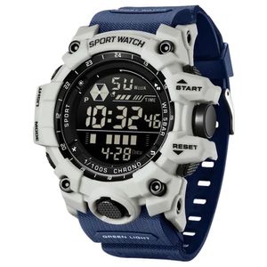 Relógio Eletrônico Masculino De Moda De Luxo Multifuncional 6229 Sanda Branco Azul