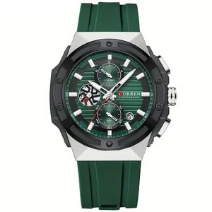 Relógio De Moda, Pulseira De Silicone, Design De Mostrador Criativo Verde