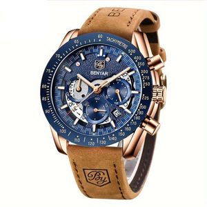 Rel&oacute;gio, Cron&oacute;grafo, Movimento Anal&oacute;gico De Quartzo, De Pulso Esportivo &#12304;dourado E Azul&#12305;