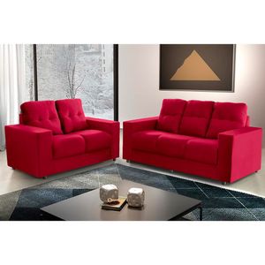 Sofá Roma 5 Lugares, Conjunto 3 E 2 - De Casa Décor E Estofados Vermelho