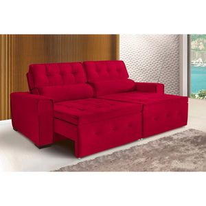 Sofá Dallas 4 Lugares 2,20cm Retrátil E Reclinável - De Casa Décor E Estofados Vermelho