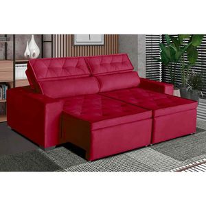 Sofá áustria 4 Lugares 2,20cm - De Casa Décor E Estofados Vermelho
