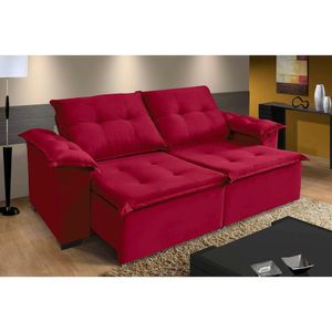 Sofá Berlin 3 Lugares 1,80cm - De Casa Décor E Estofados Vermelho