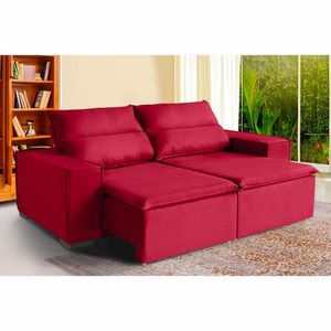 Sofá Paris 4 Lugares 2,20cm Retrátil E Reclinável - De Casa Décor E Estofados Vermelho