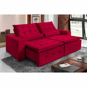 Sofá Spazzio 6 Lugares 2,90cm Retrátil E Reclinável - De Casa Décor E Estofados Vermelho