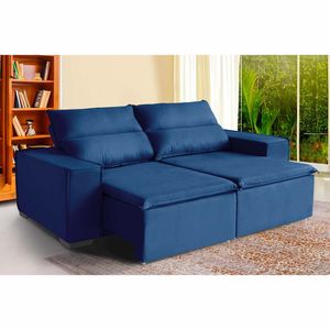 Sofá Paris 3 Lugares 1,80cm Retrátil E Reclinável- De Casa Décor E Estofados Azul