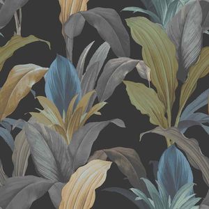 Papel De Parede Botany House Garden Azul E Preto 15519