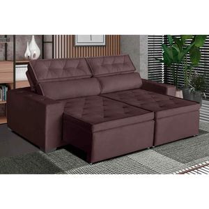 Sofá Austria 4 Lugares 2,50cm - De Casa Décor E Estofados Marrom