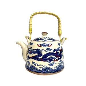 Chaleira Bule De Porcelana Oriental Para Chá Azul Marinho
