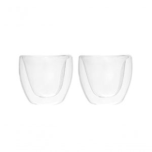 Kit 2 Copos Vidro Borossilicato Parede Dupla Coração 80ml