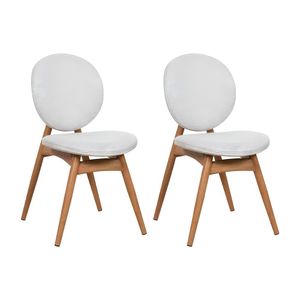 Kit 2 Cadeiras De Jantar Lotus Estrutura Aço Carbono Laminado Natural Com Estofado Linho Cru
