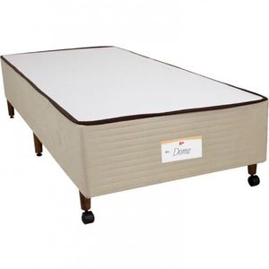 Base Box De Solteiro Castor Dome Com Revestimento Em Tecido Bege