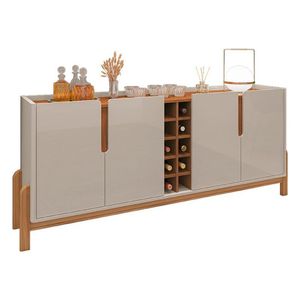 Aparador Buffet Sala Lizz 190cm Com Pés De Madeira Maciça Off White/cedro Off White/cedro