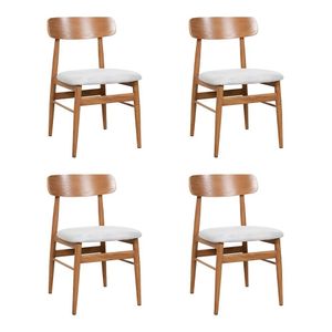 Kit 4 Cadeiras De Jantar Delta Estrutura Aço Carbono Laminado Natural Com Estofado Linho Cru