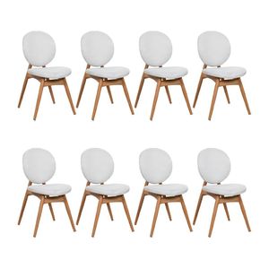 Kit 8 Cadeiras De Jantar Lotus Estrutura Aço Carbono Laminado Natural Com Estofado Linho Cru