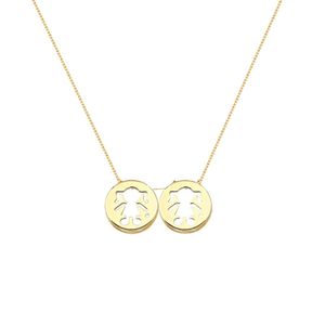 Colar Mãe E Filhas Duas Meninas Com Zirconia Banhado Ouro