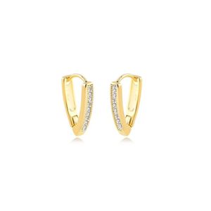 Brinco Argola Geométrica Veronica Banhado A Ouro 18k