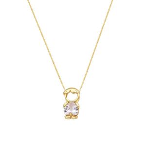 Colar Mae E Filho Com Cristal Banhado Em Ouro 18k