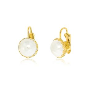 Brinco De Pérolas De Pressão Antonia Banhado Em Ouro 18k