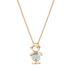Colar Com Pingente De Filho Menino Com Cristal Azul Banhado Em Ouro 18k Filhos