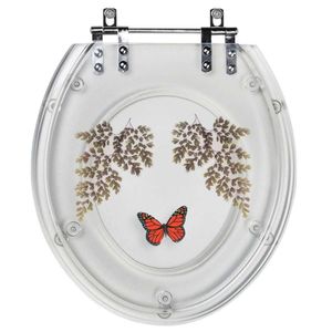 Tampa De Vaso Oval Incolor Avenca Com Borboleta Poliéster