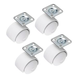 Kit 4 Rodinhas Rodízio Branco Para Móveis 40mm Com Parafusos