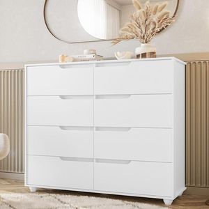 Cômoda Quarto Doble Com 8 Gavetas E Pés Branco/nature